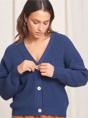 Tradlands Shelter Cotton Cardigan in Royal Blue